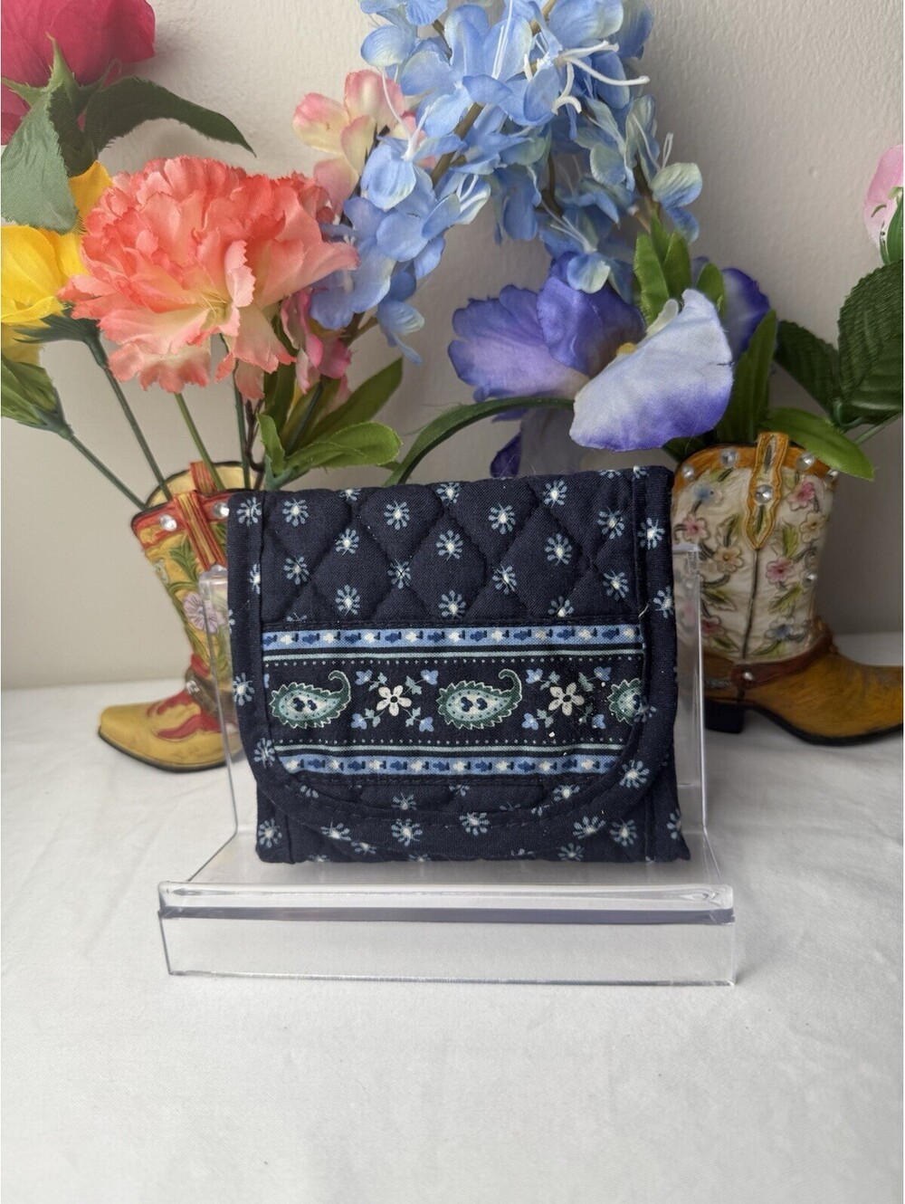 Vera Bradley Seaport Navy Pocket Wallet NWOT • Retired Hard to Find • Card Case